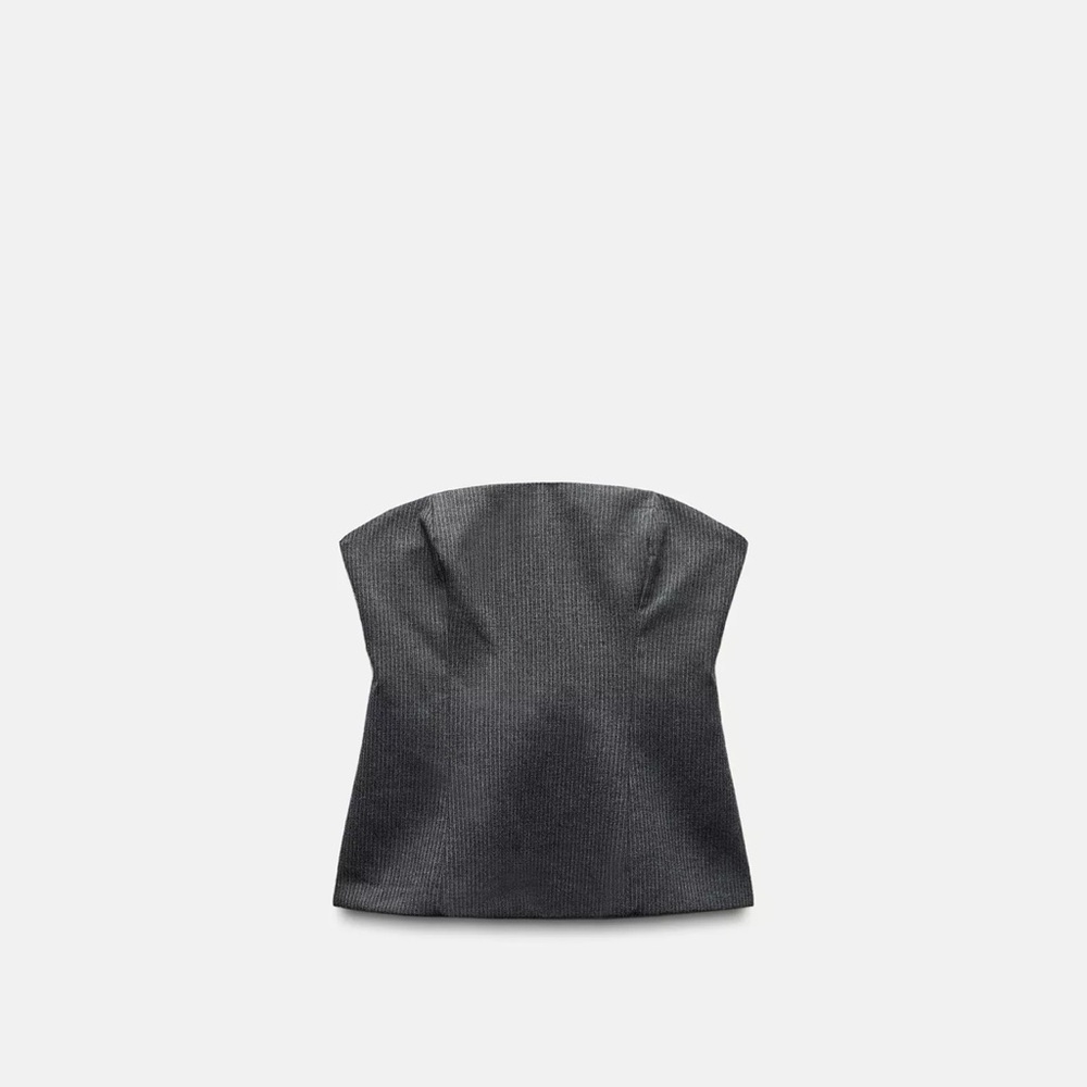 Zara Black Strapless Bustier Top Night Out